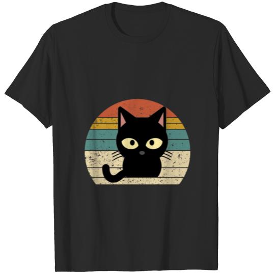 Discover Black Cat Vintage Retro Style T-shirt
