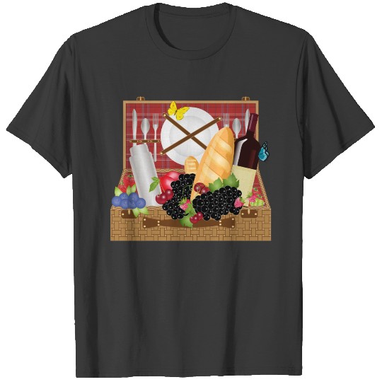 richly filled picnic basket with lots of goodies T-shirt