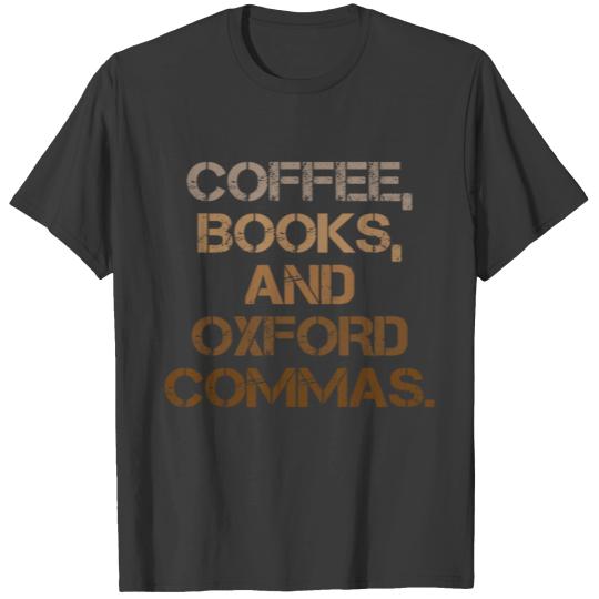 Oxford Commas Coffee Books T-shirt