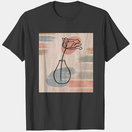 Flower And Vase Print, Wildflower Print, Line Art T-shirt