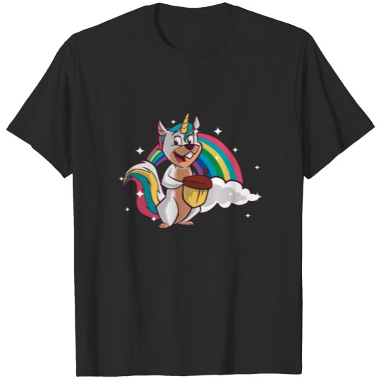 Discover Unicorn Squirrel Kids Children Rainbow Gift T-shirt