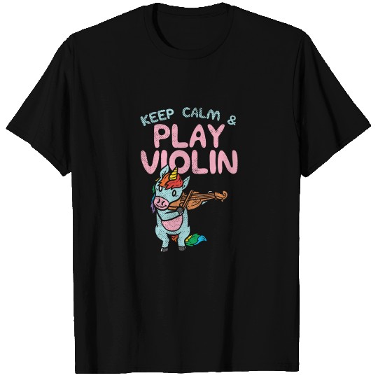 Unicorn plays Violin Keep Calm And Play Violin T-shirt