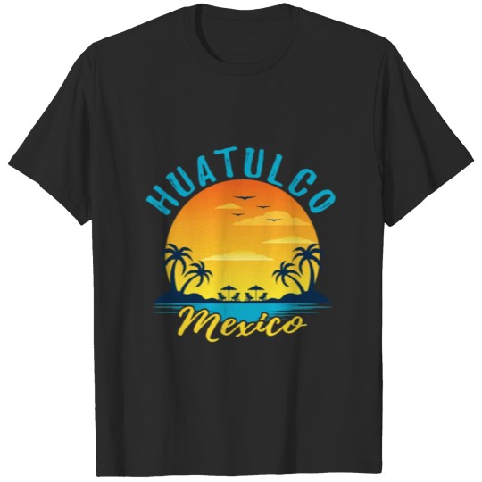 Discover Huatulco Mexico Palm Trees Orange Sunset Tee T T-shirt