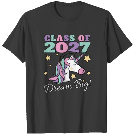 Girls Class of 2027 Grow With Me Magical Unicorn T-shirt