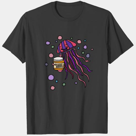 Funny Peanut Butter and Jellyfish Pun Cartoon T-shirt