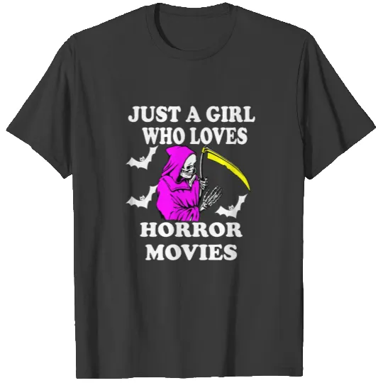 Just A Girl Who Loves Horror Movies Halloween Gif T-shirt