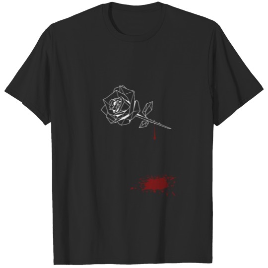 Rose Blood Flower Retro Polygon Thorn Art Vintage T-shirt