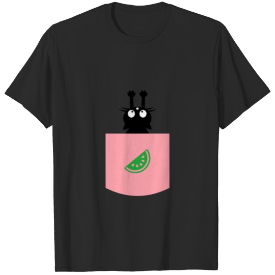 Discover pocket black cat T-shirt
