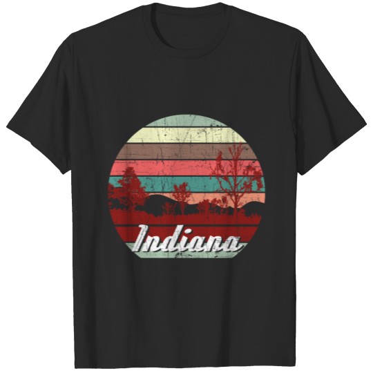 Discover Retro Color Distressed Design Indiana Travel Campi T-shirt