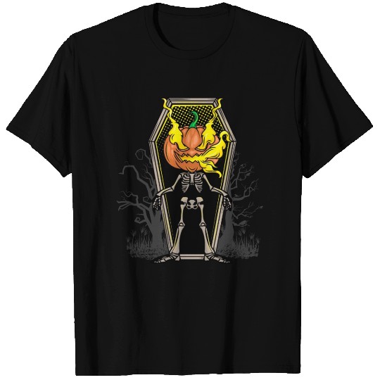 Halloween Skeleton Pumpkin Coffin Halloween Party T-shirt