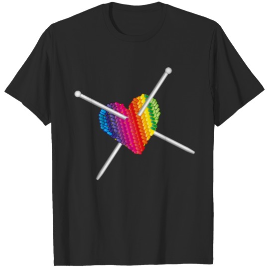 Discover Knitted with love - knitting needle knitting heart T-shirt
