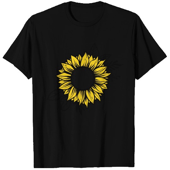 Sunflower round monogram black yellow T-shirt