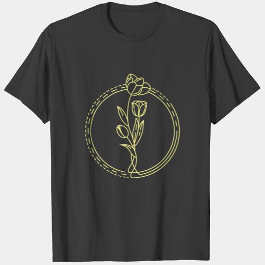 Minimalist Tulips Flower Art Illustration T-shirt