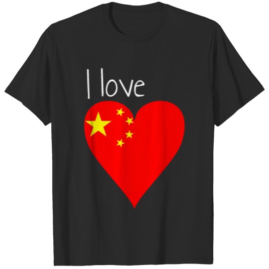 Discover China gift heart Chinese flag T-shirt