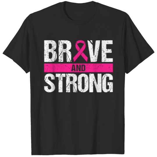 Discover Brave and Strong Pink Ribbon Breast Cancer T-shirt