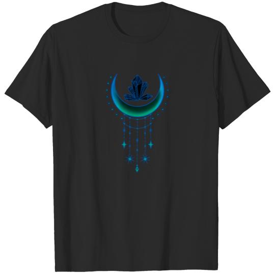 Discover Mystic Moon Witchy Blue Crystals and Crescent Moon T-shirt