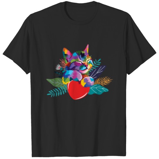 Discover Love Cat Abstract Pet Animal Cat Lover Abstract T-shirt