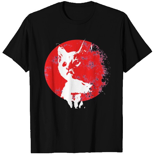 Cat in sunset disintegration T-shirt