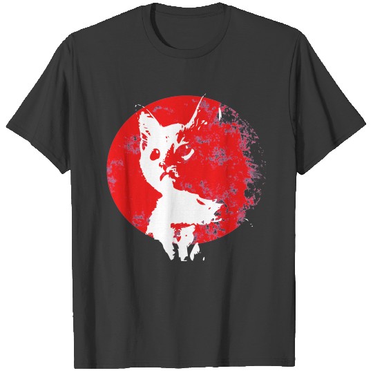Cat in sunset disintegration T-shirt