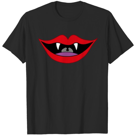Discover Red Lip Vampire Mouth with Fangs T-shirt