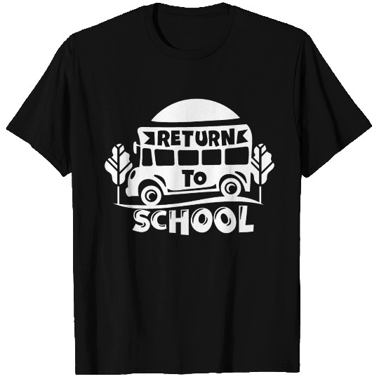 Return To School Bus Illustration Kids Cute T-shirt