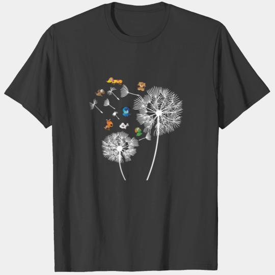 Dog Dandelion funny Dogs floral print gift puppy T-shirt