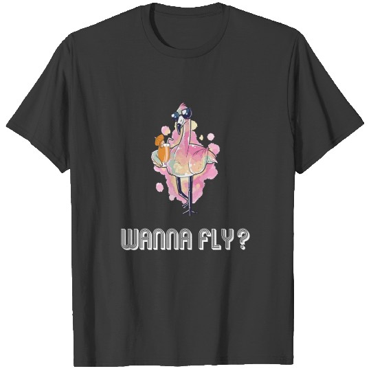 Discover Funny Flamingo - Wanna Fly T-shirt