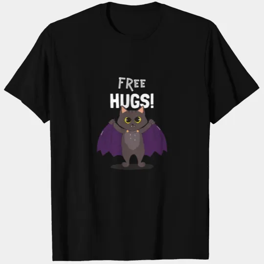 Cute Black cat Vampire Free Hugs T-shirt