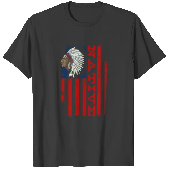 Proud Native American Day Vintage USA Flag T-shirt
