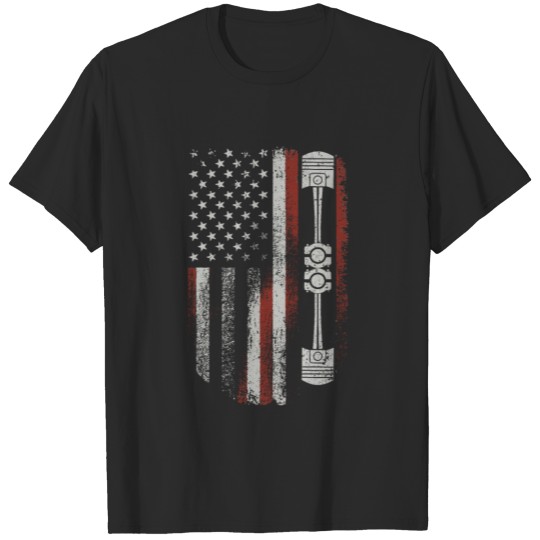 Discover Vintage Patriotic American Flag Piston T-shirt