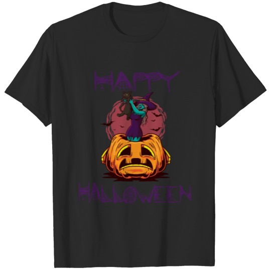 Halloween Witch and black Cat T-shirt