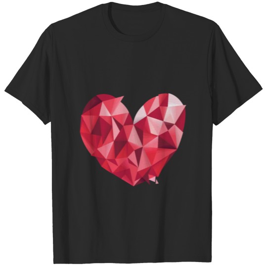 Discover Red Abstract Geometric Heart T-shirt