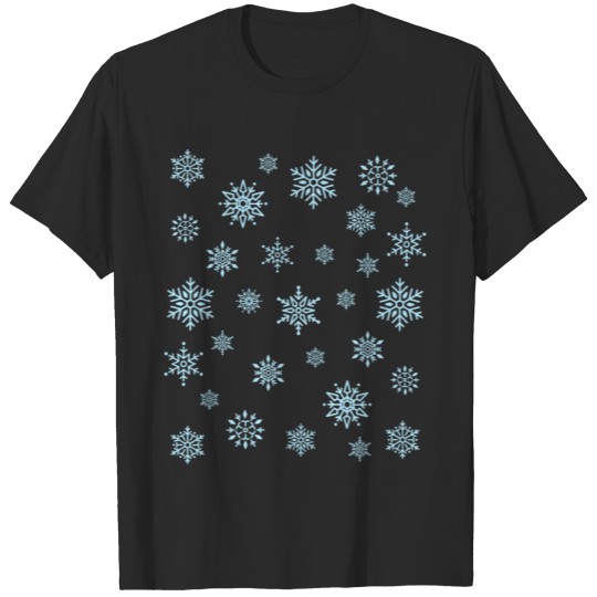 Discover Snowflakes Winter Ice Crystals Blue Ice Snow T-shirt