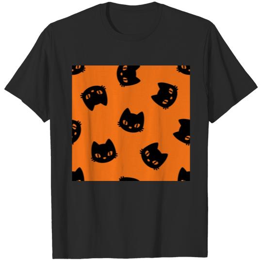 Discover Black Cat Face Pattern Cute Halloween T-shirt