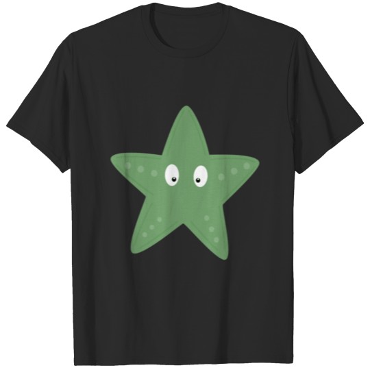 Discover Cute Starfish Green Cartoon T-shirt