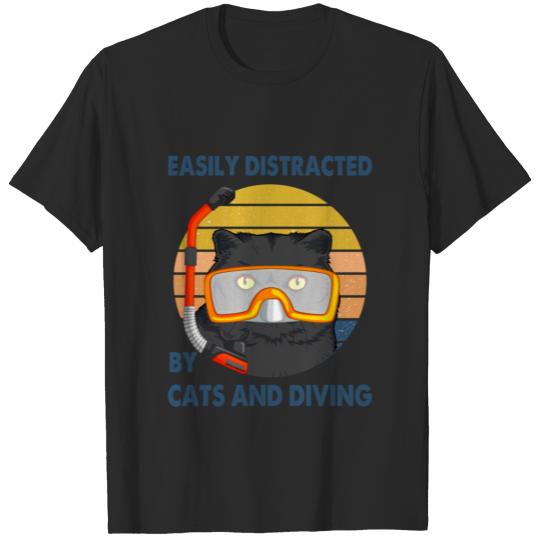 Discover Easily Distracted By Cats And Diving T-shirt