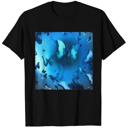 butterflies, swarm,blue, poster, illustration,mask T-shirt