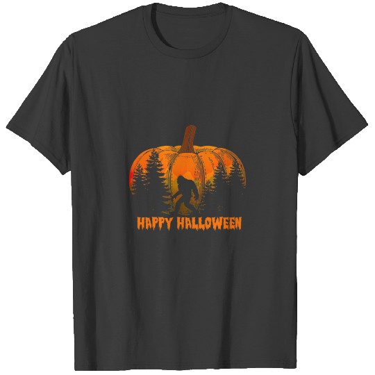 Funny Vintage Bigfoot Pumpkin Halloween Trick T-shirt
