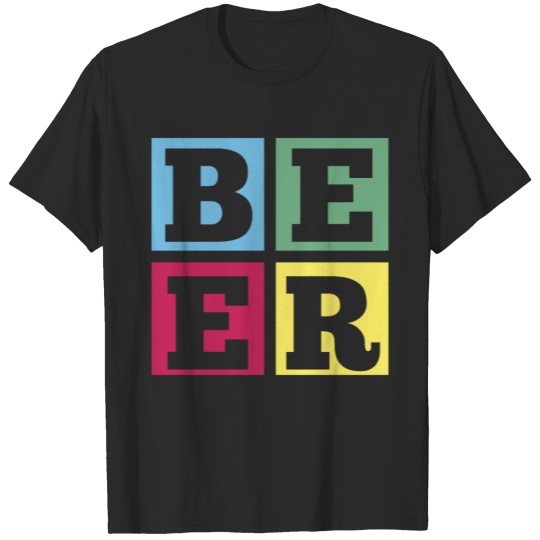 Discover Beer Motif Alcohol Squares T-shirt