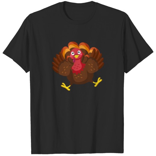 Discover Funny Thanksgiving Cartoon Turkey Rejoices T-shirt