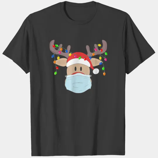 Christmas mask cute Rudolph reindeer mask shirt T-shirt