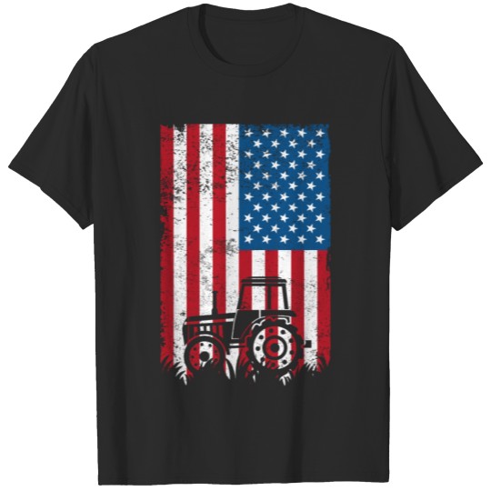 Discover Patriotic Tractor American Flag Farmer Farm Gift M T-shirt