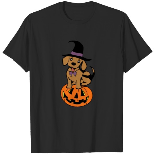 dog halloween pumpkin face T-shirt