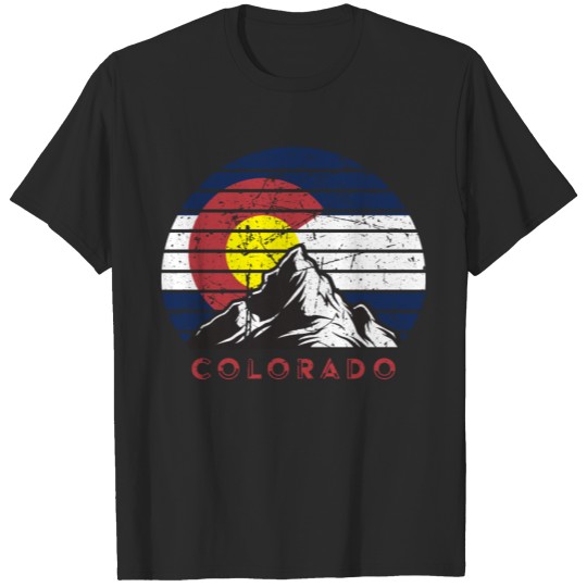 Discover Colorado Flag Mountains Vintage Sunset T-shirt
