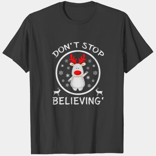Merry Christmas Reindeer Dont Stop Believing T-shirt