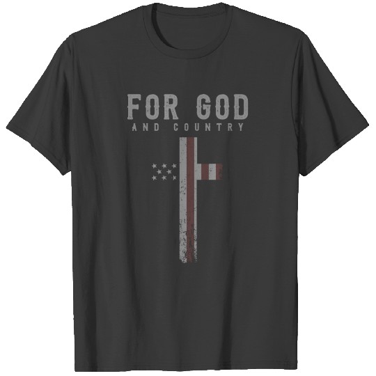 for God and Country Cross American Flag Faith US T-shirt