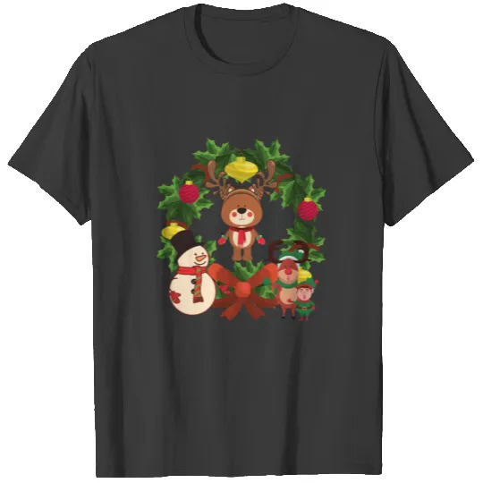 christmas wreath funny cool beautiful xmas T-shirt