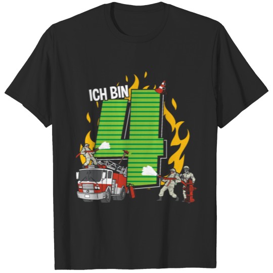 Discover 4 birthday children's birthday Bin 4 years fire T-shirt