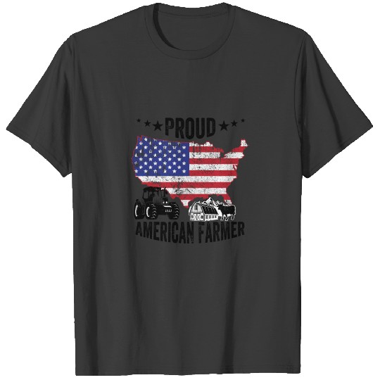 American Flag, Farmers Market, Proud American Farm T-shirt