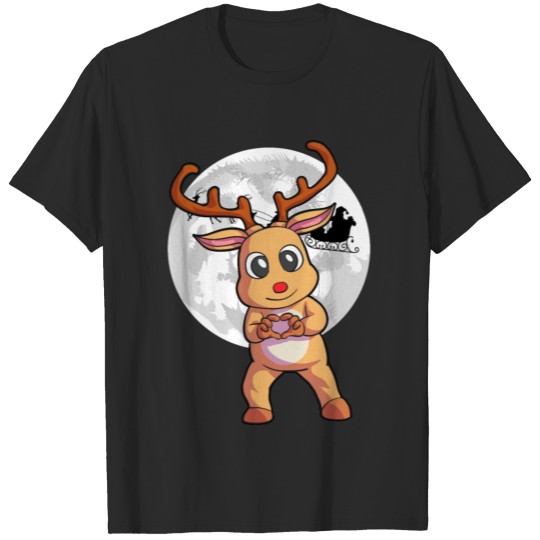 Discover Christmas Santa Hat Reindeer T-shirt
